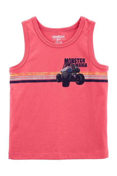 OshKosh تيشيرت للأولاد الصغار بدون أكمام باللون الأحمر