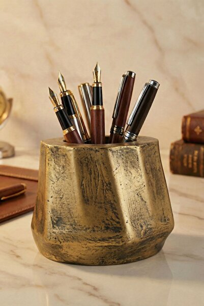 Evene Kalemlik Masa Kalemliği Organizer Kalemlik Altın Eskitme Renk Model 17