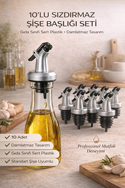 Madamev 10'lu Sızdırmaz Yağdanlık Şişe Başlığı Ucu Yağlık Sirkelik Sosluk Tıp...