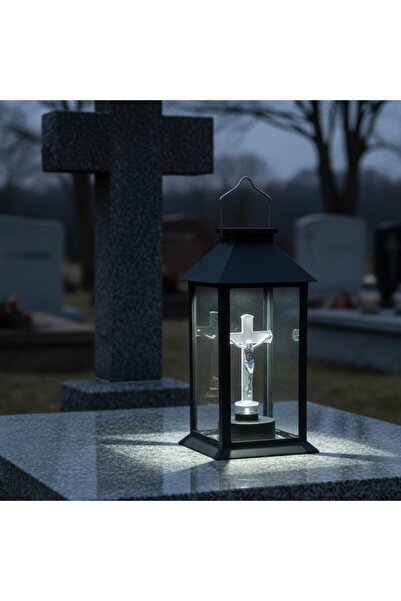 SyaMAG Felinar LED, incarcare solara, cruce, 14x14x28 cm, buton on/off, pentr...