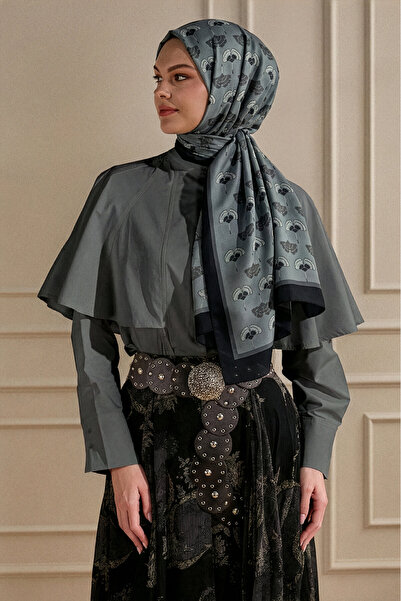 SilkTouch Black Clover Patterned Idol Voile Shawl
