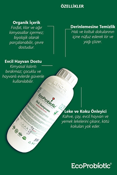 EcoProbiotic Halı Temizleme Şampuanı 1 L | Organik, Leke & Kir Karşıtı