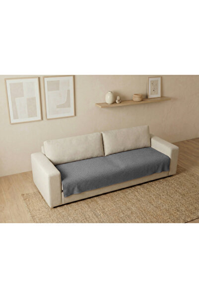 destinyhometex Husa de canapea/pătură TV fără franjuri cu model vafe 100x200cm