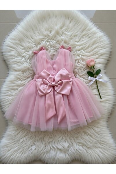 BİLGEN Style Rochie pentru fete de vară, cu detalii din tul, cu fundă la umăr...