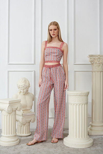 Naar Široke nogavice Crvene ženske pantalone 23161230