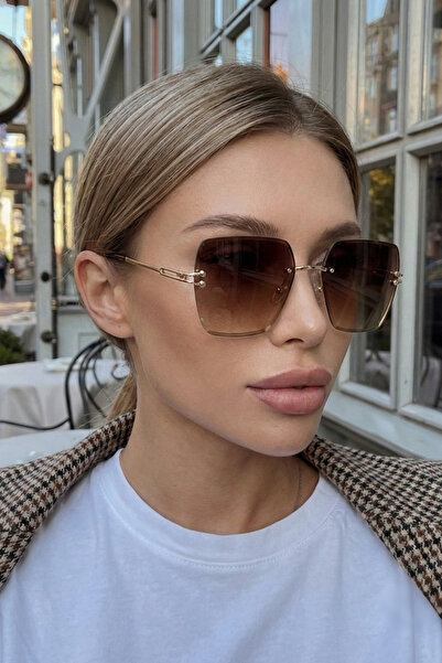 Eyesofia Crystal Dot Kare Kahverengi Degrade Ultra Hafif Uv400 Korumalı Kadın...