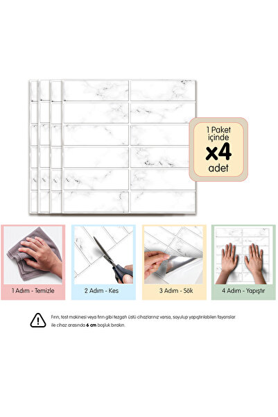 Stickez Tiles 3d Kendinden Yapışkanlı Duvar Karosu 30,5 cm x 30,5 cm (4 ADET)...