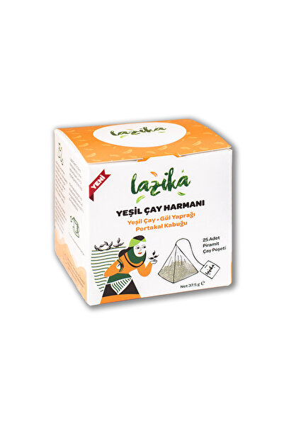 LAZİKA Yeşil Çay, Portakal Kabuğu-Gül Yaprağı25'li PLA Piramit Poşet, Antioks...