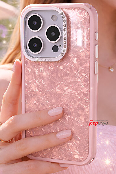 Ceponya حافظة آيفون 14 برو ماكس بتصميم لامع مرصع بالحجارة مع غطاء بابي بارز ل...