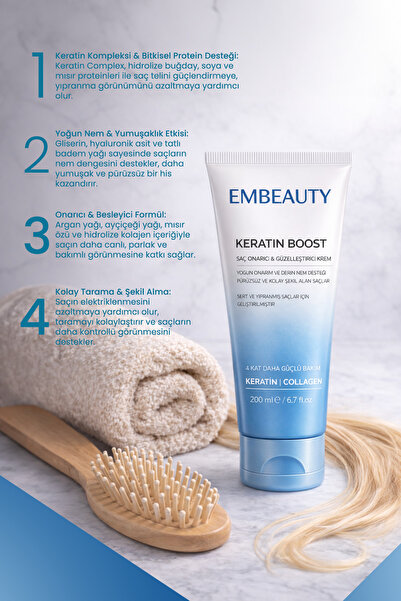 Embeauty Keratin Boost Onarıcı Dolgunlaştırıcı Saç Bakım Kremi 200 ml