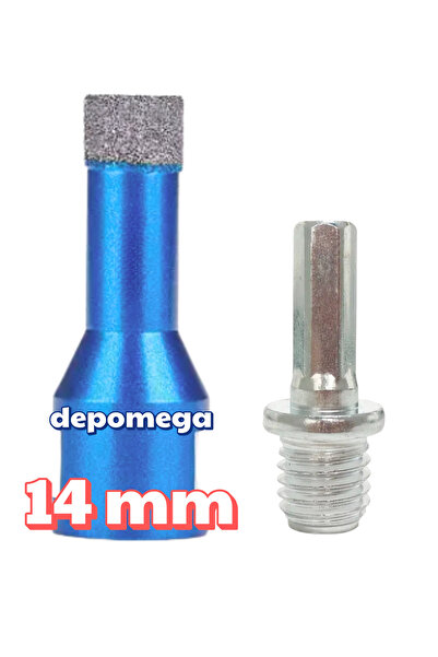 DepoMega 14 mm Granit Mermer Seramik Delme Panç Spiral Ve Matkap Için Aparatl...