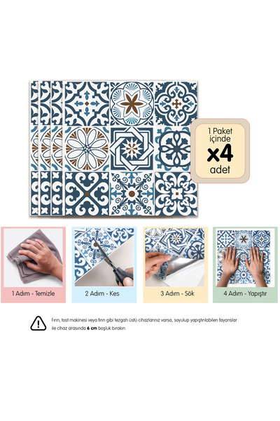 Stickez Tiles 3d Kendinden Yapışkanlı Duvar Karosu 30,5 cm x 30,5 cm (4 ADET)...