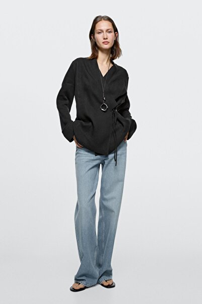 Massimo Dutti Yüksek bel geniş paça jean