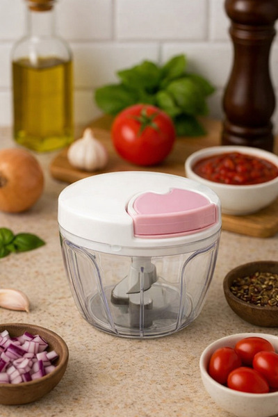 Russet İpli Mini El Rondosu 3 Bıçaklı Mutfak Doğrayıcısı