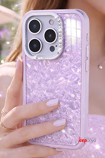 Ceponya حافظة آيفون 14 برو ماكس بتصميم لامع مرصع بالحجارة مع غطاء بابي بارز ل...