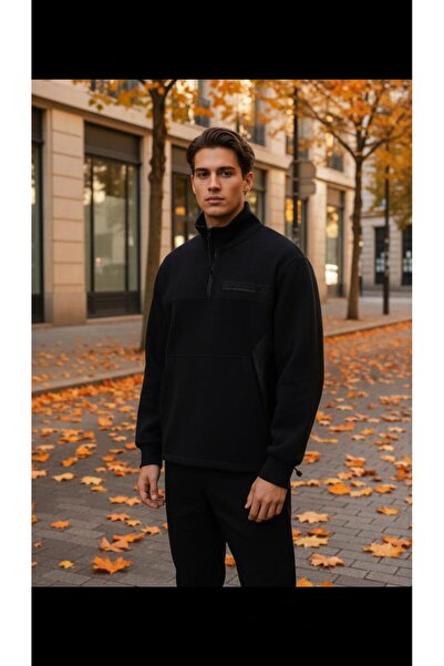 Eight Fashion Erkek Yarım Fermuarlı Polo Yaka Pamuk Kapitoneli Relaxed Sweats...