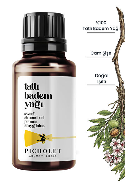 Picholet Tatlı Badem Yağı 30 ml Soğuk Sıkım %100 Saf ve Doğal (Sweet Almond Oil)