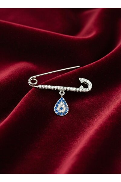 Alaja Silver 925 Ayar Gümüş Bebek İğnesi Beyaz Taşlı Damla Tasarım Gümüş Hedi...