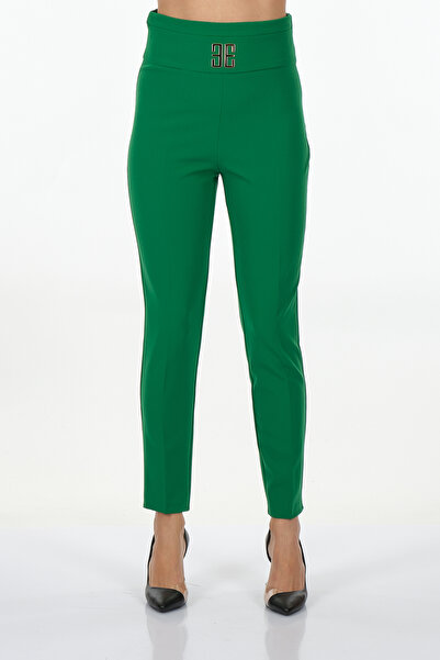 EXPLOSION Жіночі брюки з вузькими штанинами, звичайна талія, зелені 23142248