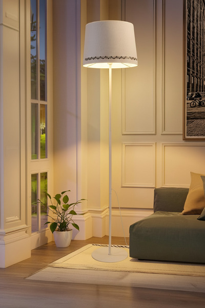 Marrien Cora Tulip Krem Metal Ayaklı Bohem Lambader - 145cm Bohem Rustik Salo...