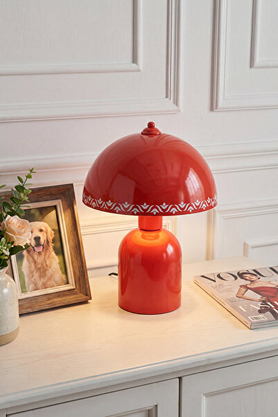 Marrien Luna Tulip Lampshade with Orange Metal Body - 25 cm - Bedroom Lightin...