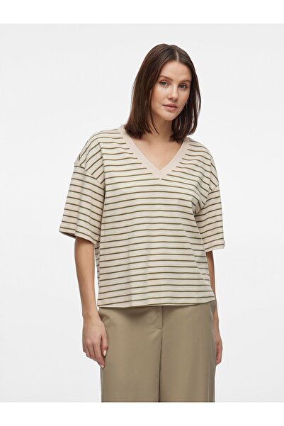 VILA Oberteil mit kurzen Ärmeln V-Ausschnitt
