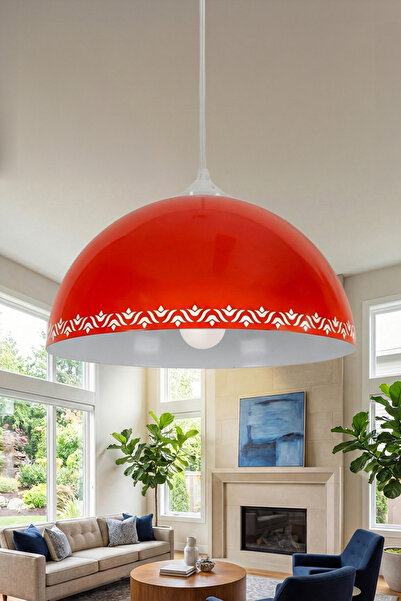 Marrien Luna Tulip Tekli Turuncu Metal Sarkıt (30 cm) Salon, Mutfak & Cafe iç...