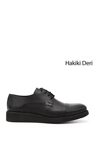 GÖNDERİ(R) Men's Black Lace-Up Genuine Leather Classic Shoes