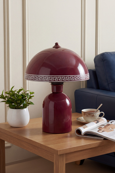 Marrien أباجورة لونا الفاخرة بهيكل معدني باللون الأحمر الداكن - 25 سم - إضاءة...