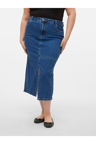 Veromoda Curve Jeansrock VMCVERI Hohe Taille Langer Rock