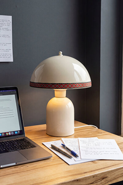 Marrien Luna Rug Lampshade with Cream Metal Body - 25 cm - Living Room Lighti...