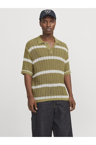 Jack & Jones Pletené polo tričko s proužky