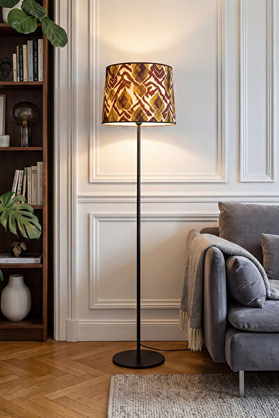 Marrien Cora Tek Ayaklı Siyah Metal Luvia Kumaş Lambader Oturma Odası & Yatak...