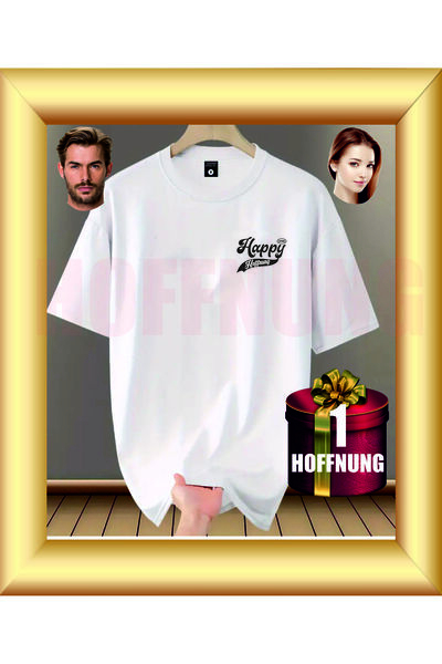 HOFFNUNG Unisex Short Sleeve Round Neck Happy Printed Solid Color t Shirt