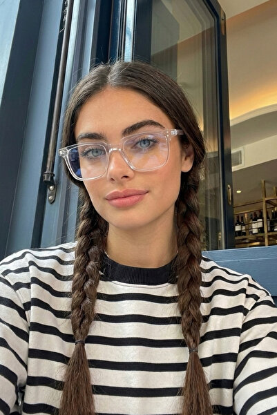 Eyesofia نظارات كارس للجنسين بإطار شفاف مربع الشكل ومرشح للضوء الأزرق