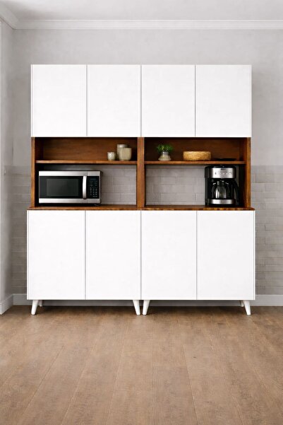 ADIM EBATLAMA Yeni Nesil Çok Amaçlı Dolap 2 Kapaklı Kiler Mutfak Dolabı - Kah...