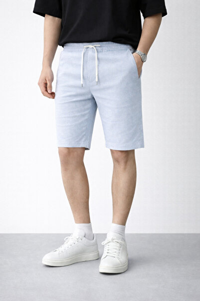 inpool Ανδρικό καλοκαιρινό βαμβακερό λινό σορτς με ελαστική μέση τσέπη & βερμ...