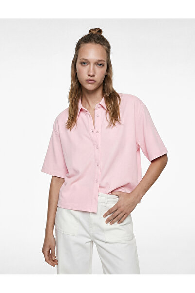 Koton Cotton Buttoned Classic Collar Short Sleeve Cropped Shirt