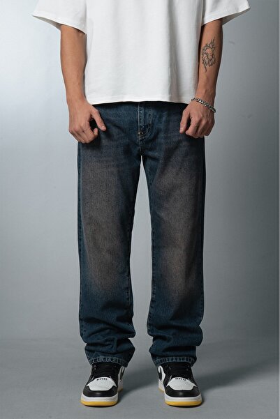 GRJ denim بنطلون جينز رجالي من نيون سنست بقصة فضفاضة باللون الأزرق