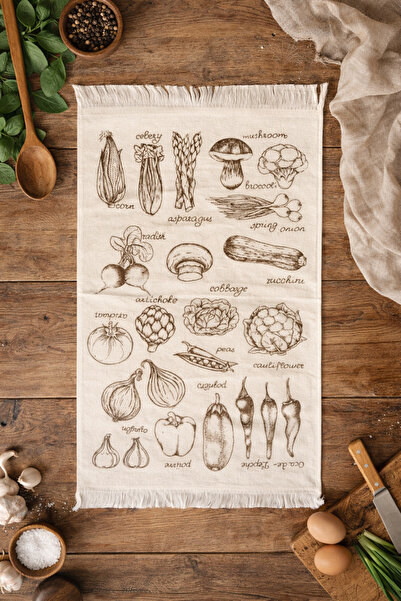 Lief Home Prosop de bucătărie cu imprimare digitală, 100% bumbac, cu franjuri...