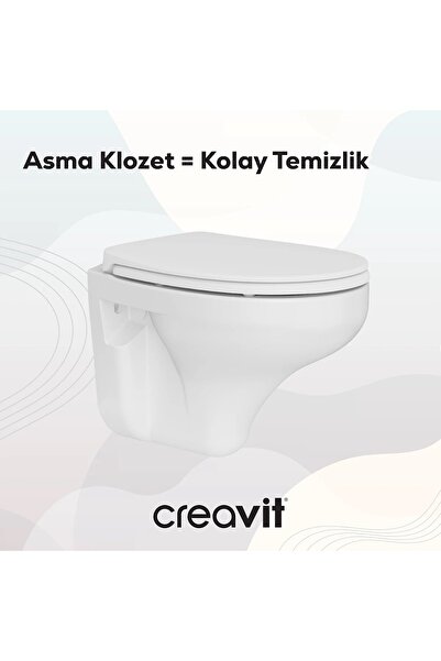 BANTO Creavit Perla Asma Klozet Tp320 Beyaz+Yavaş Kapanan Kapak