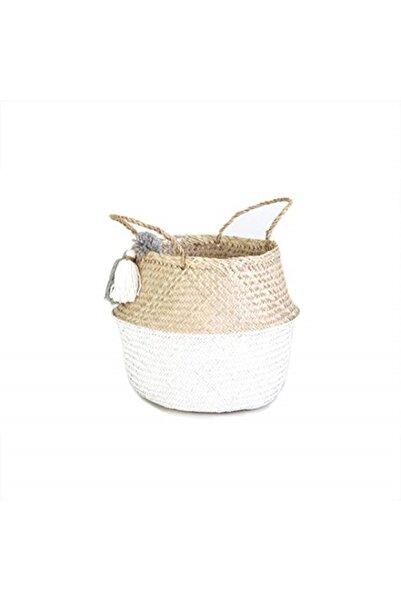 KANCAEV Brand: Kanca Home 911m16001 Gray-White Tasseled Folding Belly Wicker ...