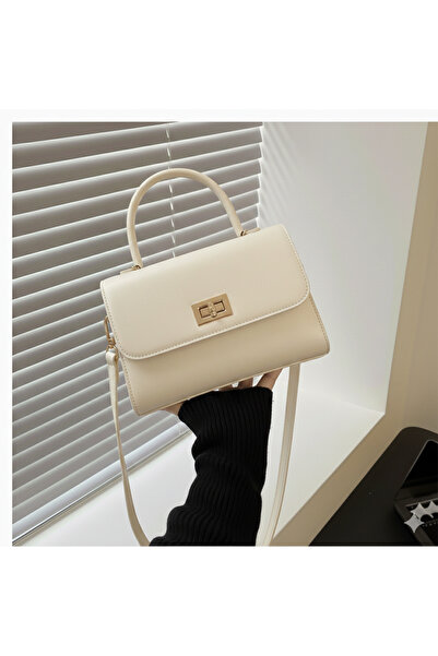 Madame Geantă cremă pentru femei, geantă cu mâner lung, geantă de umăr cu mân...