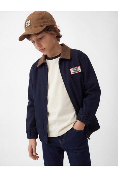 Koton سترة منفوخة موسمية بأكمام طويلة وسحاب من القطن