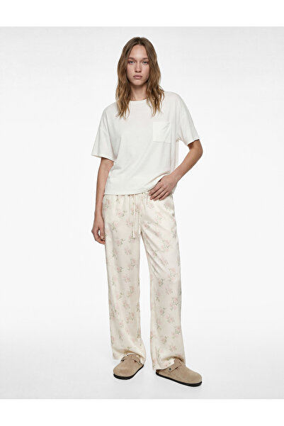 Koton Top de pijama cu mânecă scurtă din viscoză, cu decolteu tip crewneck și...