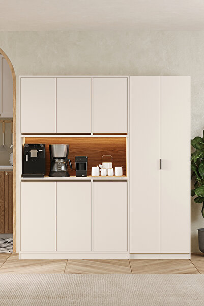 Avmpark Brave Kahve 3 Kapaklı Kahve Köşesi + Boy Dolap Airfry Kiler Dolabı Ço...