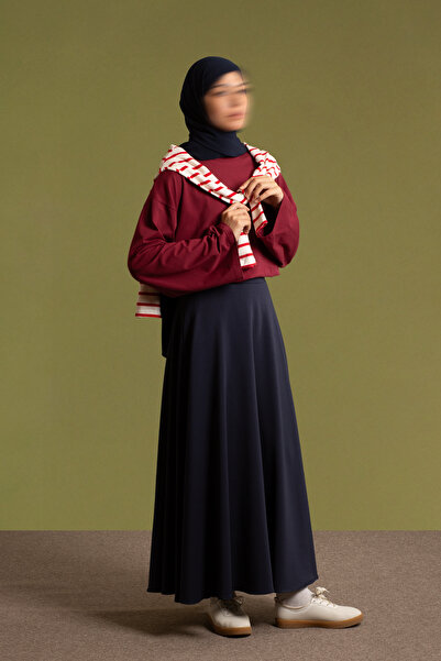 Lemaye Lastikli Kloş Etek - Lacivert