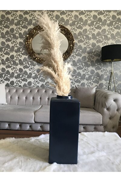 Velovis Dekoratif Seramik Vazo – Mat Mavi Modern Tasarım, Kare Form (28 CM)