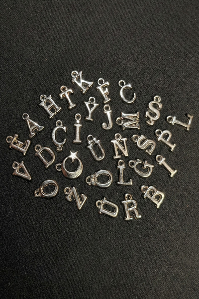 OSMANLI GÜMÜŞ Tesbih Püskül Ucu Harf - Bileklik Metal Harf