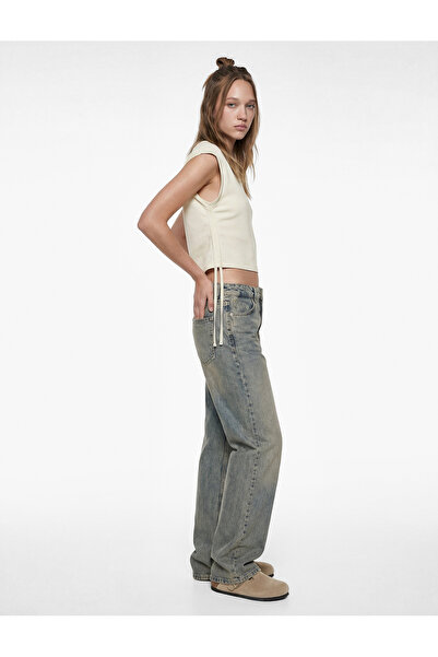 Koton Cotton Sleeveless Crew Neck Gathered Crop Blouse